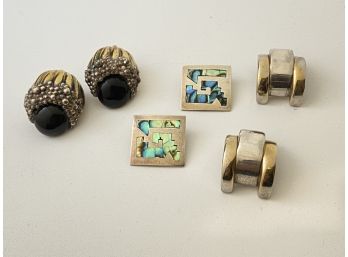 Trio Of Vintage Fashion Clip On Earrings Including Brian Bergner