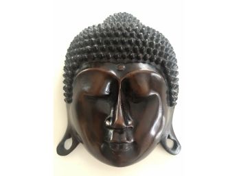 Carved Wood Buddha Head Wall Hanging Approximately 4 X 6 Inches