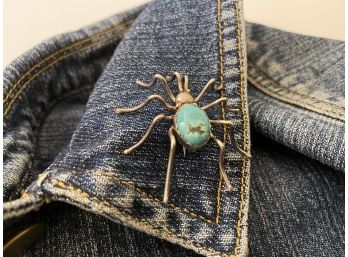 Vintage Turquoise Spider Pin