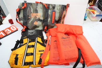 LIFE JACKETS AND DRY BAG