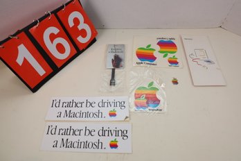 VERY EARLY APPLE STICKERS / PIN / BROCHURE