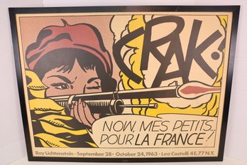 VERY RARE ROY LICHTENSTEIN 'CRAK' POSTER ON BOARD FRAMED!!  MOST OF THESE SELL HIGH HUNDREDS AND THOUSANDS!
