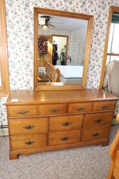 LOT 15 - VERY NICE SOLID WOOD DRESSER WITH MIRROR