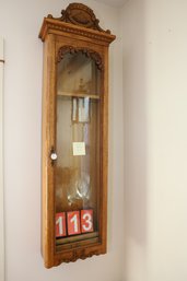 LOT 113 - ANTIQUE WOODEN DISPLAY CABINET HANGING ON WALL , WAS USED TO STORE G*U*N*S