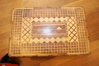 LOT 167 - SMALL INLAID WOODEN STOOL - QUITE IMPRESSIVE