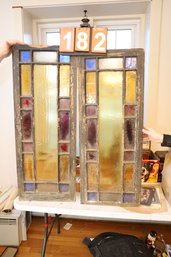 LOT 182 - TWO STAINED GLASS WINDOWS - ANTIQUE