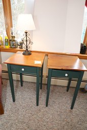 LOT 127 - TWO SMALL TABLES AND LAMP
