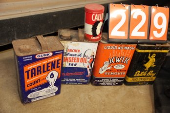 LOT 229 - COLLECTORS TAKE NOTICE - OLD CANS - ADVERTISING