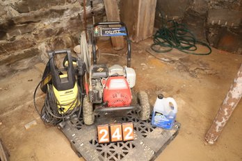 LOT 242 - 2 PRESSURE WASHERS AND FLUID - PALLET CAN GO OR STAY