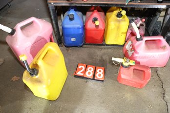 LOT 288 - GAS CANS - COME HAVE FLUIDS SOME EMPTY
