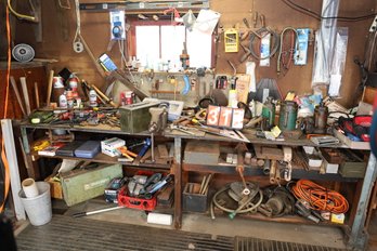 LOT 311 - MASSIVE LOT OF TOOLS AND MORE! EVERYTHING ON / IN / UNDER  OVER FROM ORANGE TAPE OVER