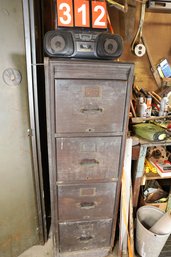 LOT 312 - WOODEN FILE CABINET AND ALL CONTENTS - OLD ADVERTISING AND MANUALS AND MORE MUST TAKE ALL - RADIO