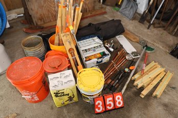 LOT 358 - HUGE ICE FISHING LOT! COMPLETE WITH PORTABLE ICE HOUSE/TENT - HUGE MONEY LOT WHEN NEW!