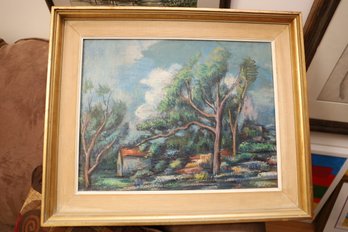 LOT 73 - HARRITON, 1950, LANDSCAPE WITH WHITE CLOUD, OIL, SIGNED AND FRARMED ART