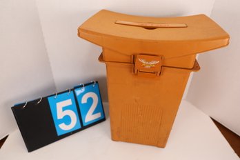LOT 52 - EARLY TACKLE BOX  SEAT WITH CONTENTS