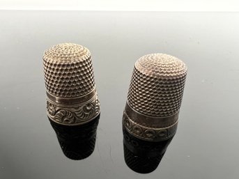 LOT 89 - TWO VINTAGE STERLING THIMBLES