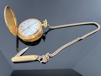 LOT 134 - AVALON POCKET WATCH WITH SMALL KNIFE