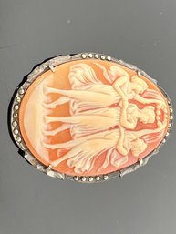LOT 163 - 800 SILVER MARKED CAMEO BROOCH OR PENDANT