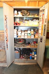 LOT 335 - METAL CABINET WITH ALL CONTENTS - NICE LOT
