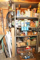 LOT 337 - METAL RACK WITH ALL ITEM IN IT AND JUST TO ITS LEFT