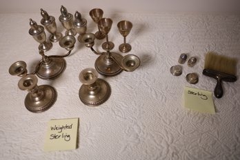 LOT 20 - STERLING SILVER AND WEIGHTED STERLING ITEMS AS SHOWN