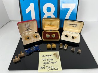LOT 187 - AMAZING COLLECTION OF CUFFLINKS TO INCLUDE 14K GOLD FRONT HWK TALONS!