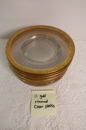 LOT 59 - 11 GOLD RIMMED CLEAR PLATES