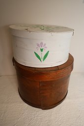 LOT 74 - FLOWER PAINTED BOX AND REALLY NICE FIRKIN BOX