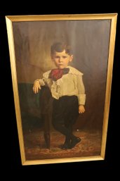 LOT 88 - AMAZING 1800'S OIL ON CANVAS OF CHILD / SIGNED /  1891 (32.5'X53' TALL)
