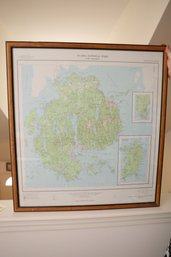 LOT 95 -  OLD FRAMED  MAP  OF ACADIA NATIONAL PARK AND VICINITY