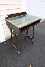 LOT 144 - VERY EARLY WRITERS DESK WITH REMOVABLE GLASS TOP