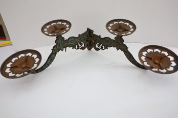 LARGE ANTIQUE WALL MOUNTING LIGHT HOLDER - GREAT COLORS