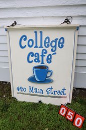 COLLEGE CAFE DOUBLE SIDED HEAVY LARGE WOODEN SIGN!