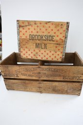 BROOKSIDE MILK BELLOWS FALLS AND GOLD BUCKLE CRATES - NICE!
