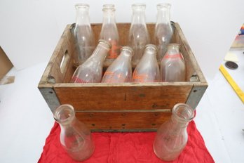 AMAZING LOT OF VINTAGE DAIRY BOTTLES AND AWESOME CRATE!