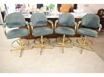 4 VINTAGE STOOLS - A FEW SMALL HOLES OTHERWISE GREAT SHAPE