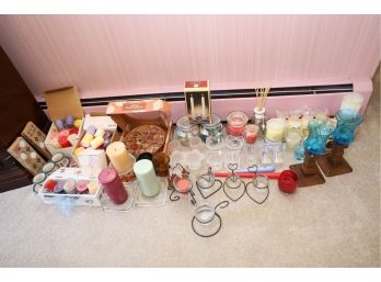 BIG CANDLE AND CANDLE RELATED LOT