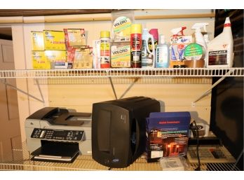 2 SHELFS IN BASEMENT WITH ITEMS SHOWN