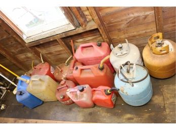 GAS CANS AND TANKS LOT (CENTER BARN)
