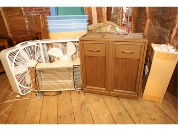 FANS - HEATER AND OTHER ITEMS SHOWN IN ATTIC
