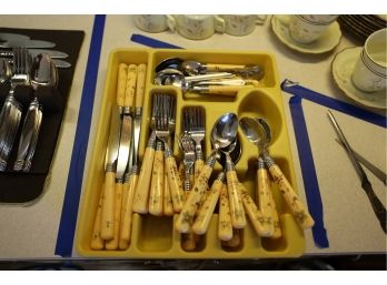 KNIFES - SPOONS - FORKS AND TRAY - VINTAGE