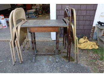 TABLE AND 4 METAL CHAIRS