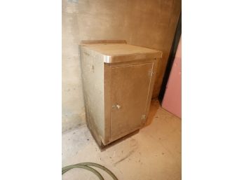VINTAGE METAL CABINET MADE IN BOSTON - UNKNOWN - IN BASEMENT