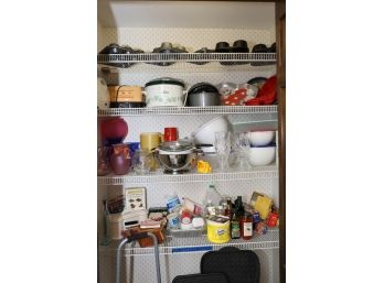 ITEMS ON 4 SHELVES IN KITCHEN CLOSET (RIGHT SIDE)