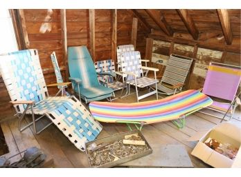 BIG LOT OF VINTAGE AND OTHER OUTDOOR SUMMER CHAIRS (UPSTAIRS BARN)