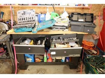 TOOL BENCH AND ALL CONTENTS ON IN AND BELOW IT -  MARKED 176