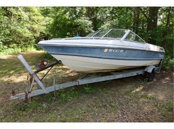 FORESTER 17' BOAT AND TRAILER AS IS AND AS SHOWN MARKED 215