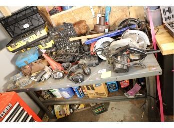 TOOL BENCH AND ALL CONTENTS ON IN AND BELOW IT -  MARKED 177