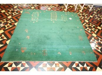 HIGH END UNIQUE GREEN RUG MARKED 47