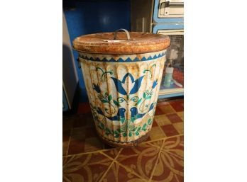 HANDPAINTED VINTAGE TRASH CAN MARKED 224